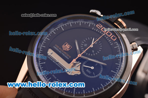 Tag Heuer Mikrogirder 2000 Chronograph Miyota Quartz Rose Gold Case with PVD Bezel and Black Dial - Click Image to Close